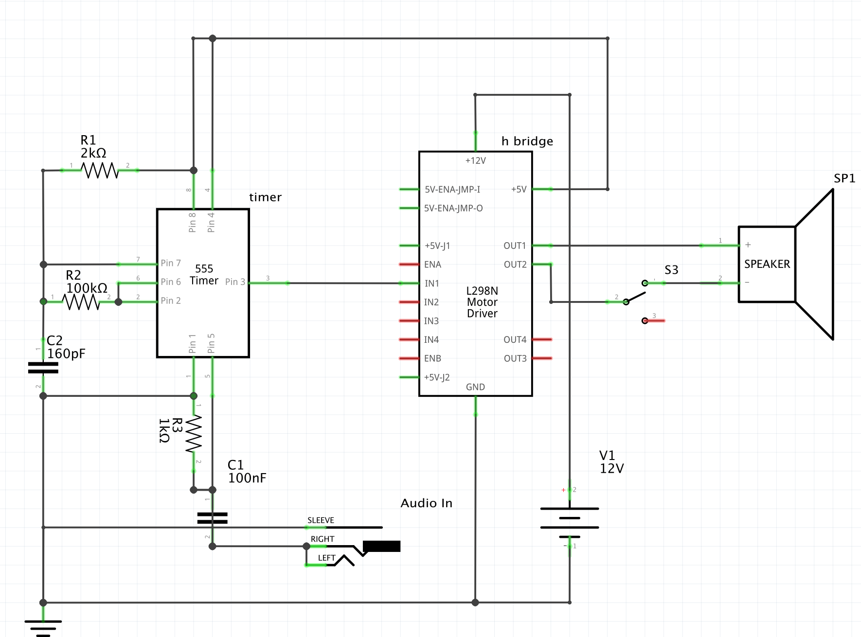 Circuit schematic study for the directional-audio system